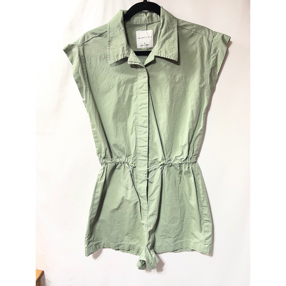 Celebrity Pink Womens Sage‎ Green Utility Romper Drawstring Waist Size S
